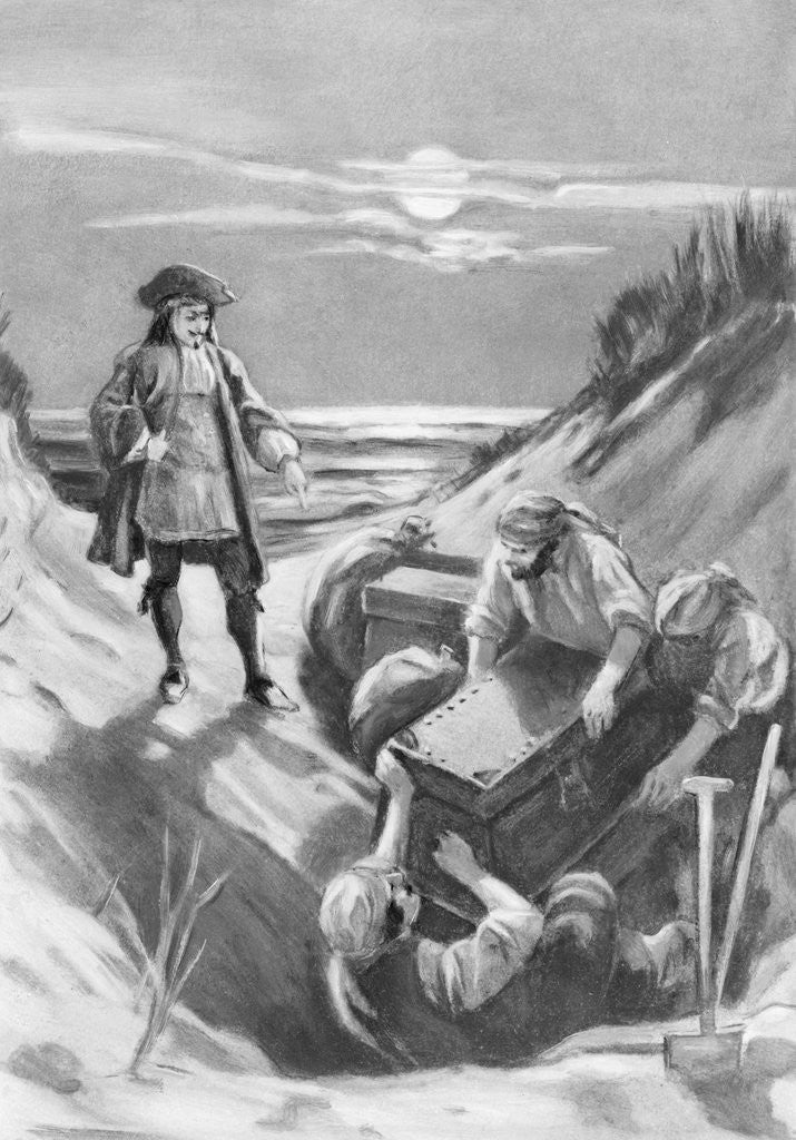 Detail of Illustration of Captain Kidd Burying Treasure by Anonymous