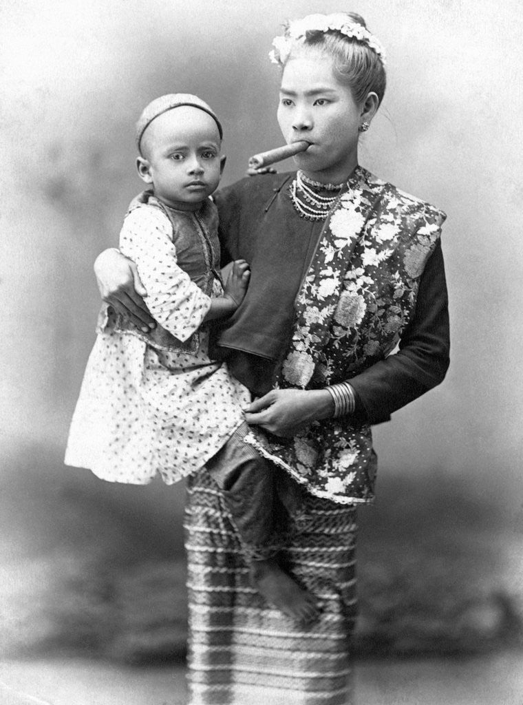 Detail of Burmese Woman Smoking Cigar by Anonymous