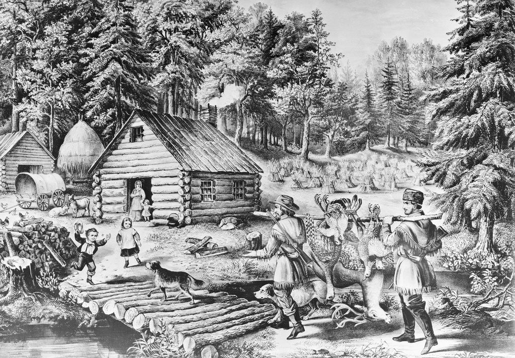 Detail of Pioneers Returning Home from Hunt by Anonymous