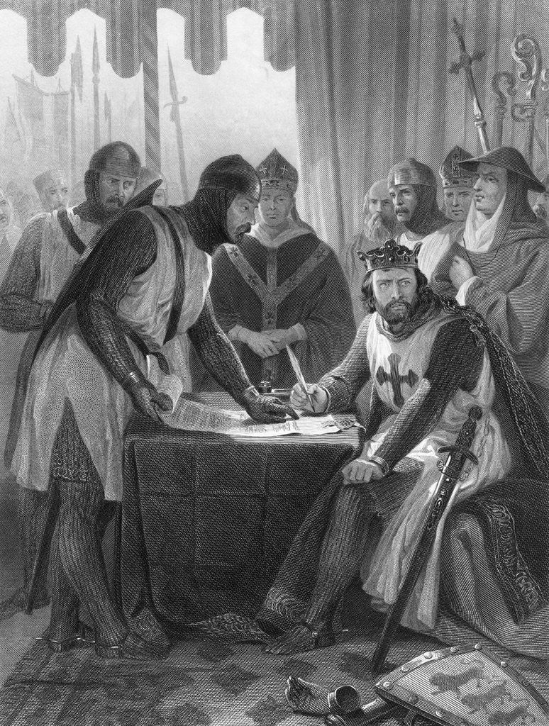 Detail of King John and Witnesses at Magna Carta Signing by Corbis