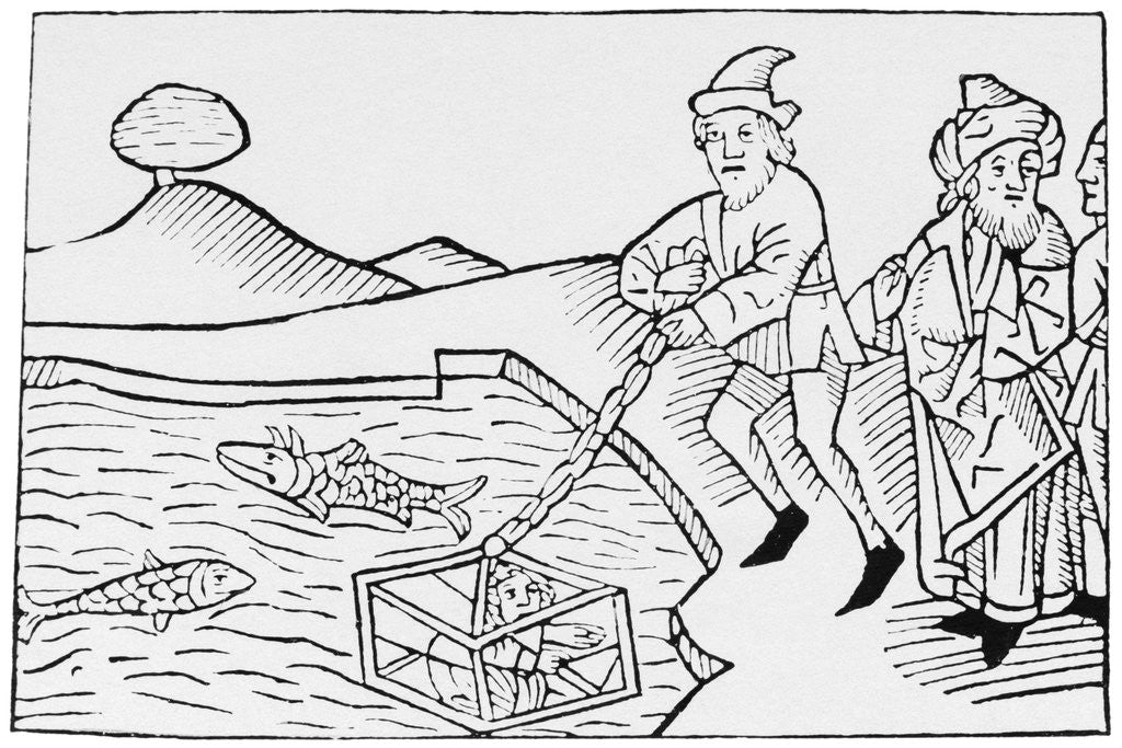 Detail of Woodcut of Alexander the Great in a Diving Bell by Anonymous
