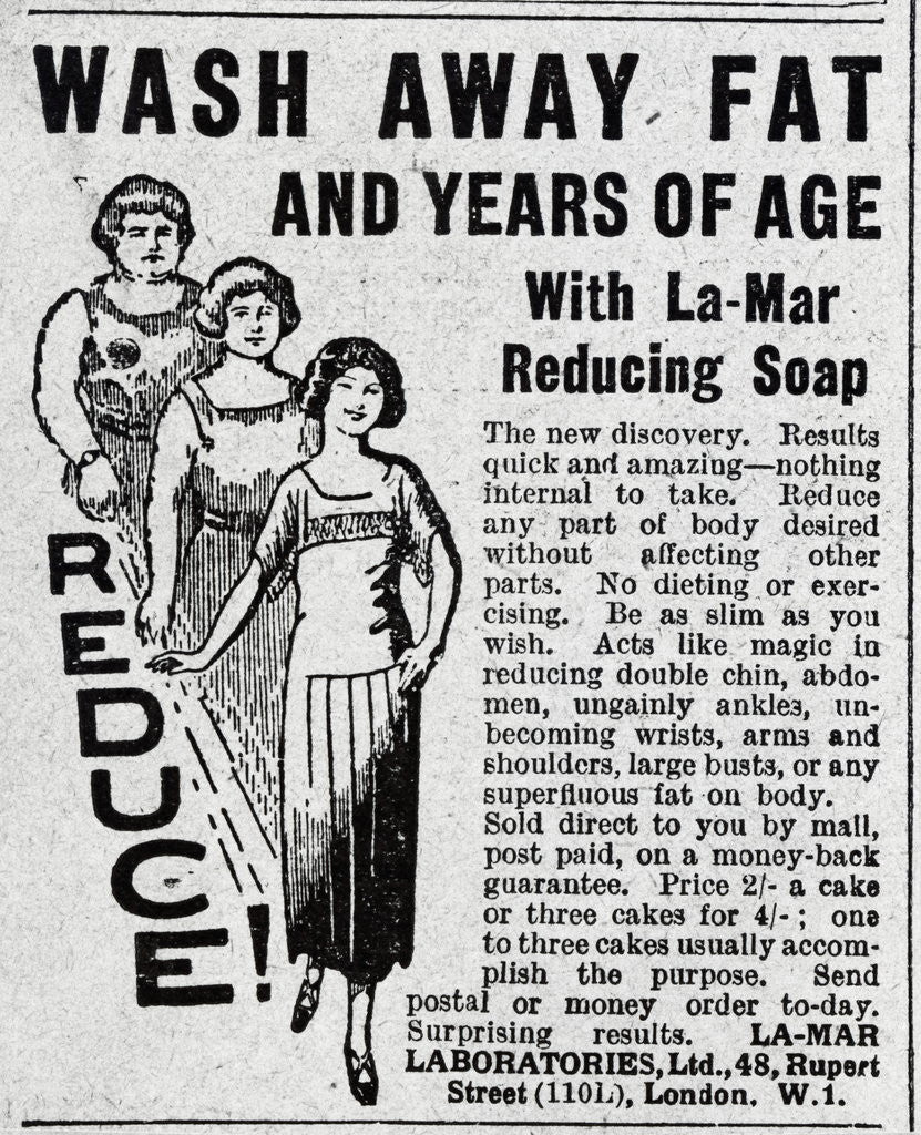 Detail of Advertisement for La-Mar Fat Reducing Soap by Corbis