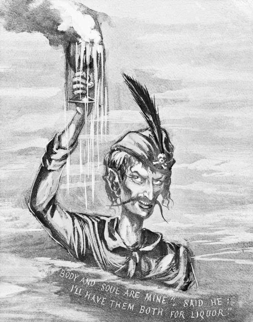 Detail of Drawing Depicting Devil of Alcohol by Anonymous