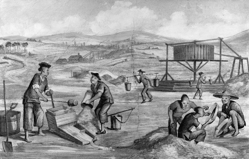 Detail of Immigrants Panning for Gold by Anonymous