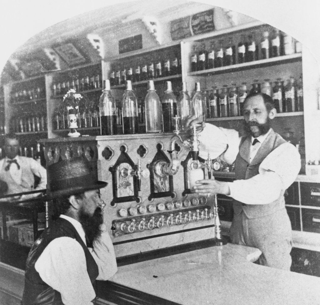 Detail of Worker Pouring Soda for Customer by Anonymous