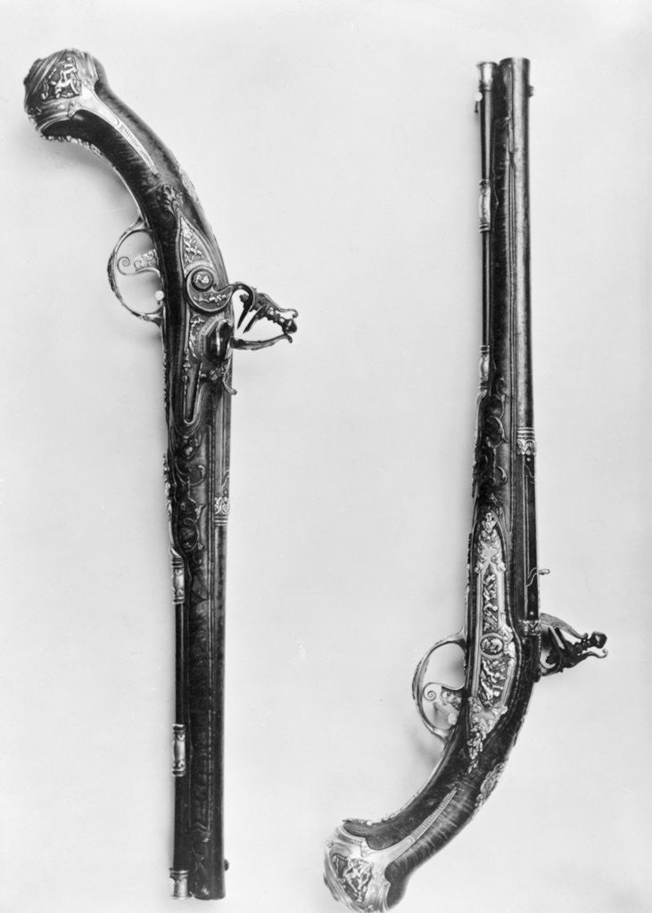 Detail of Seventeenth Century Flintlock Pistols by Anonymous
