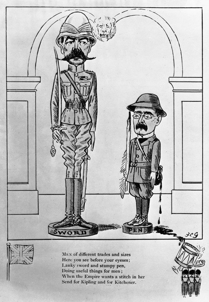Detail of Political Cartoon of Kitchener and Kipling With Poem by Anonymous