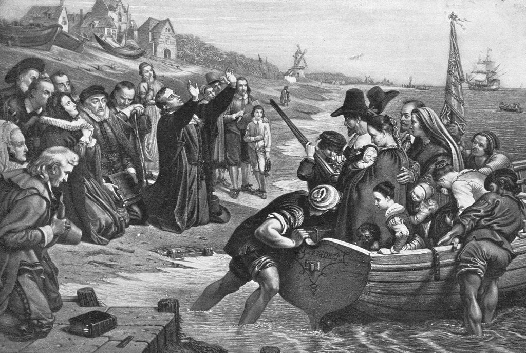 Detail of Puritans Leaving for New World by Anonymous