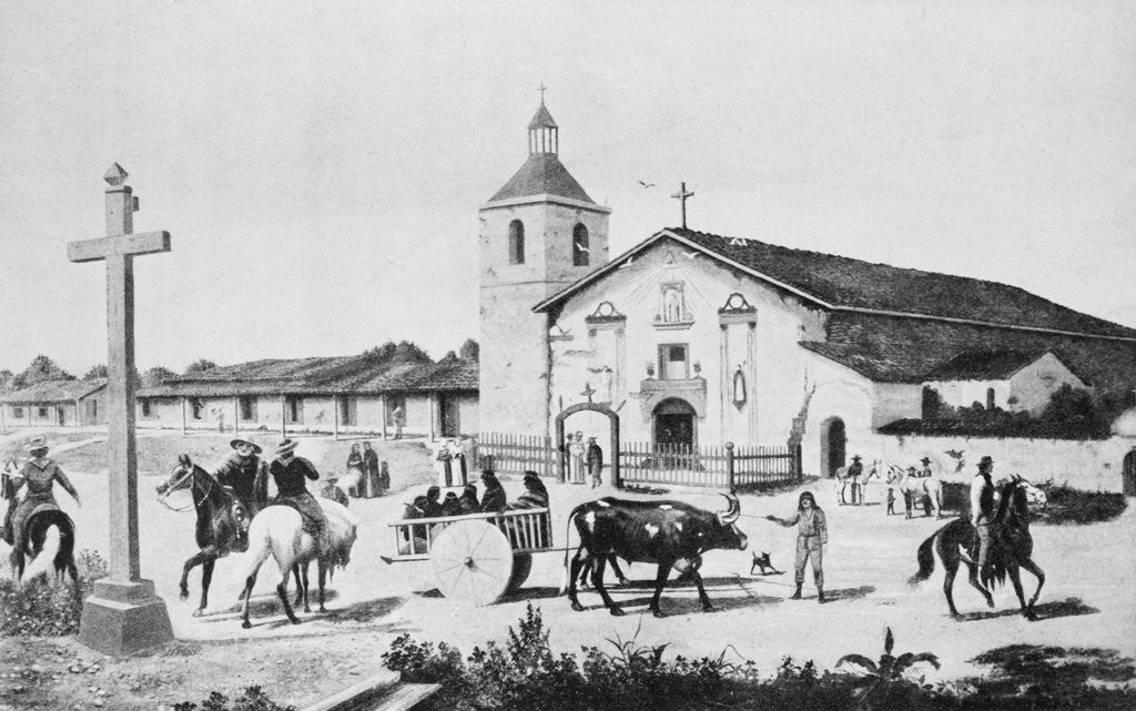 Detail of Painting of Mission Santa Clara de Asis in the Old Days by Anonymous