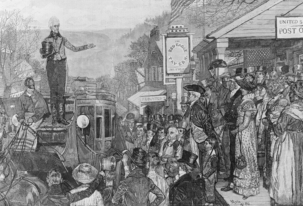 Detail of Andrew Jackson Speaking to Crowd from Coach by Anonymous