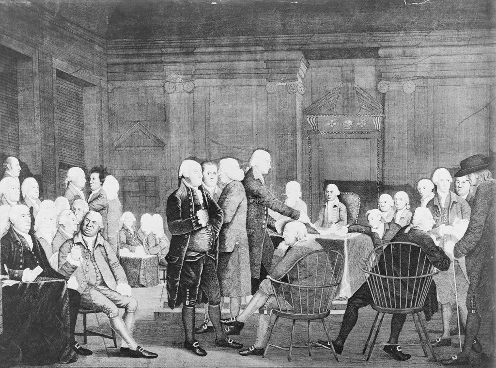 Detail of Congress in Session for Independence by Corbis