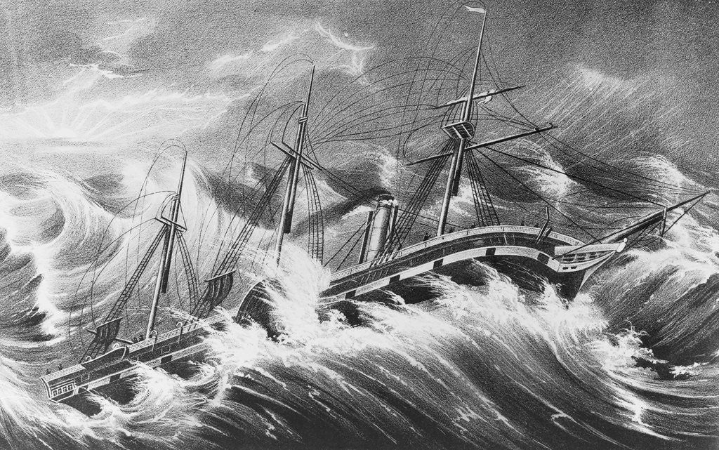 Detail of Illustration of Ship in Storm by Corbis