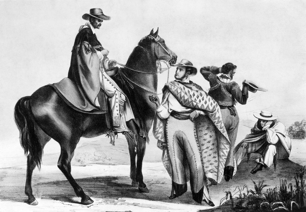 Detail of Drawing of South American Gauchos on the Range by Anonymous