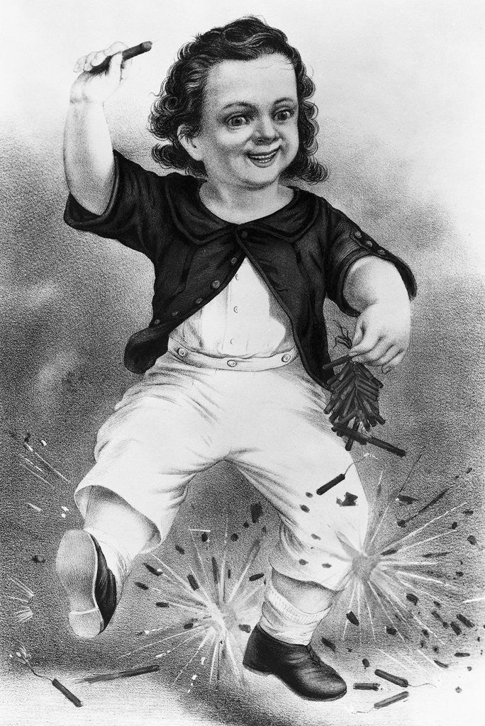 Detail of Illustration of Boy with Firecrackers by Anonymous