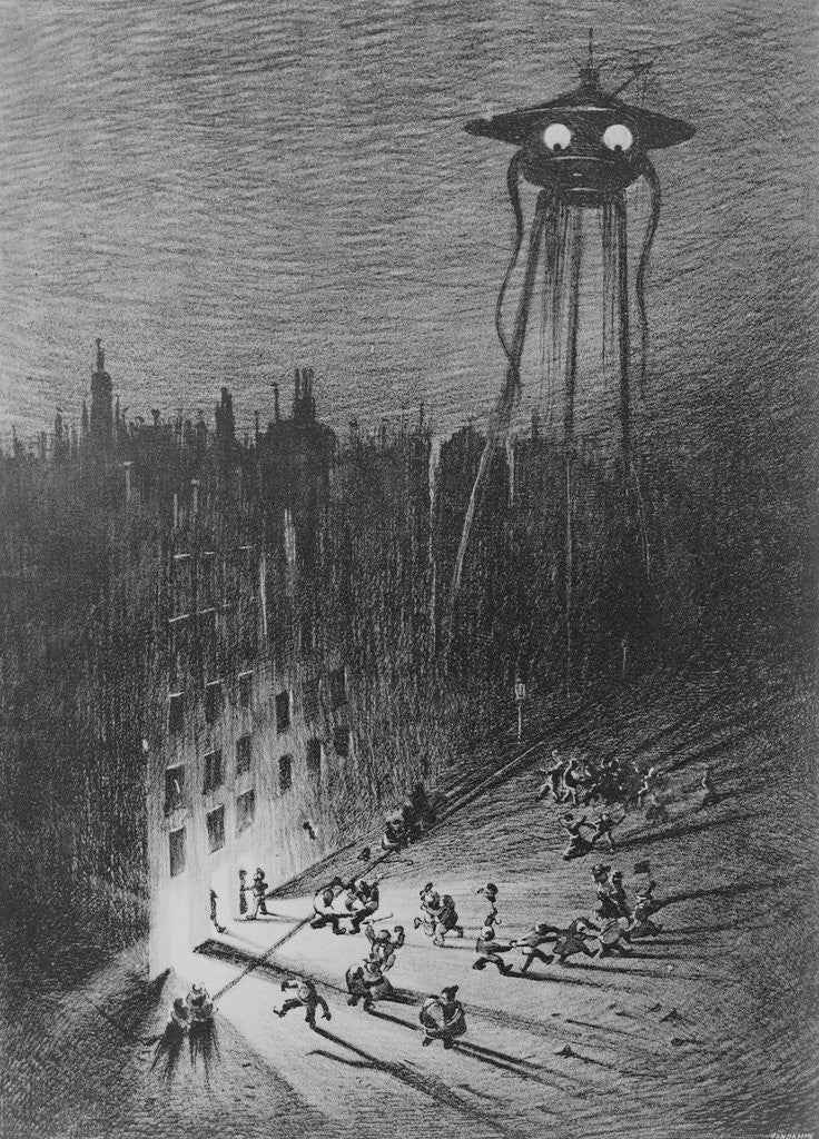 Detail of Illustration of a Martian Fighting Machine in London by Alvim Correa