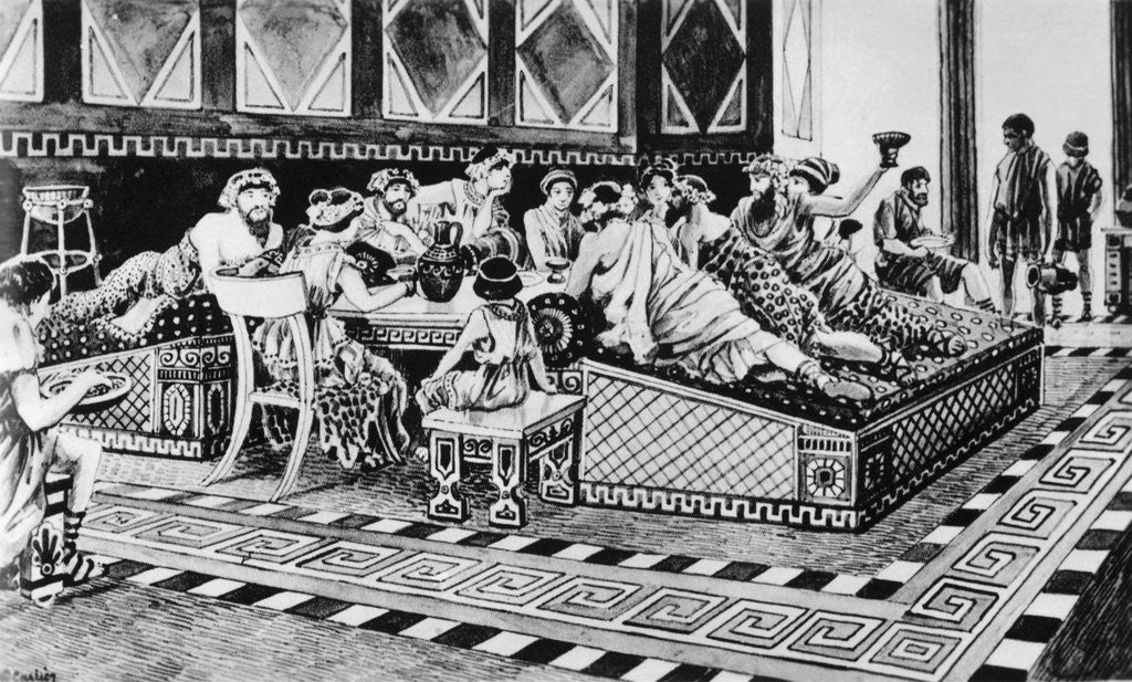 Detail of Print of an Ancient Greek Banquet by Corbis