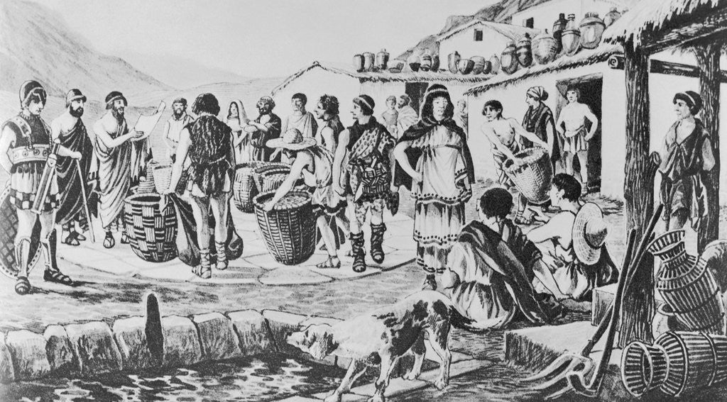 Detail of Illustration of People Paying Taxes in Ancient Greece by Anonymous