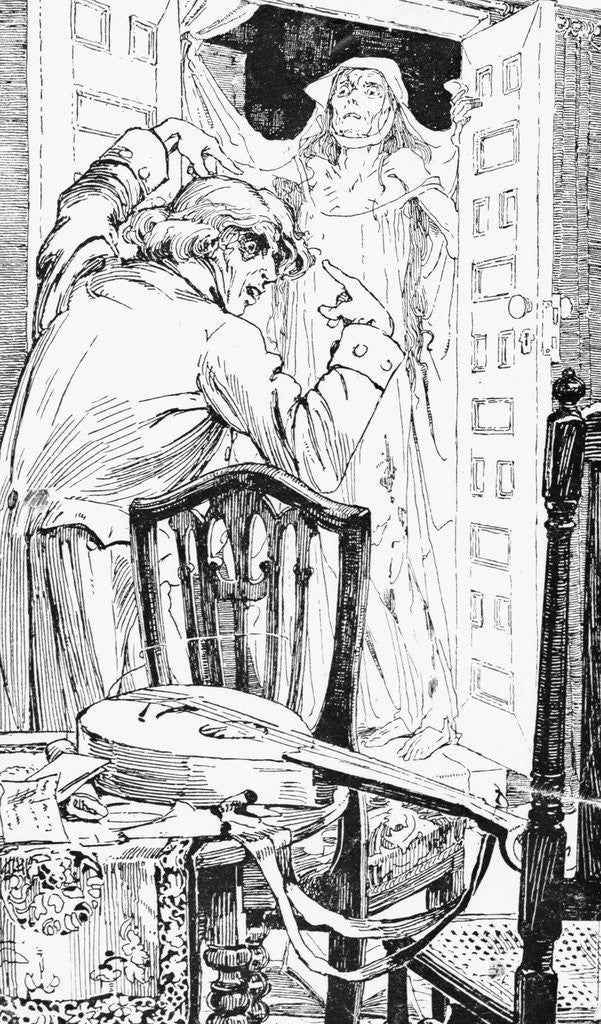 Detail of Illustration of Ghost Watching Man by Anonymous