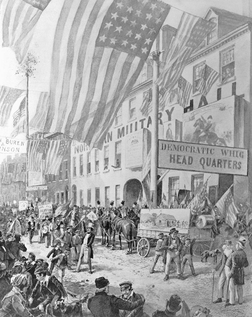Detail of Democratic Headquarters Being Held in the Street by Anonymous