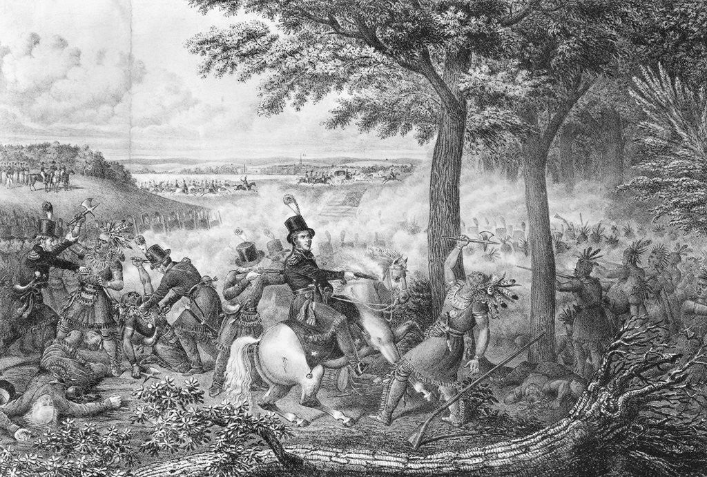 Detail of Lithograph Depicting the Battle of the Thames by Anonymous