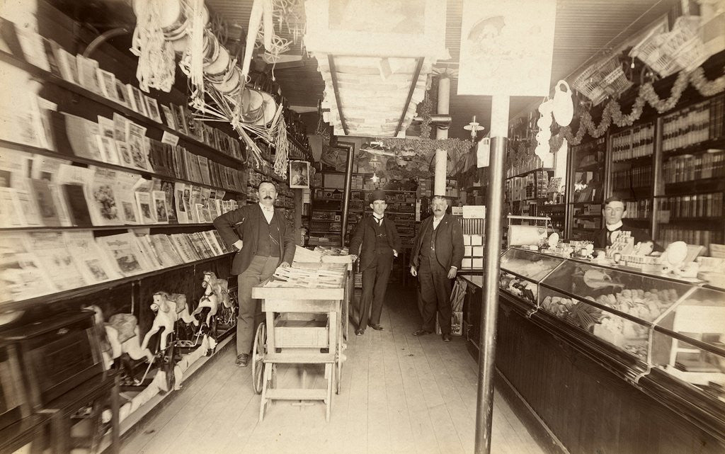 Detail of Interior of Stationary Store Selling Newspapers and Magazines by Corbis