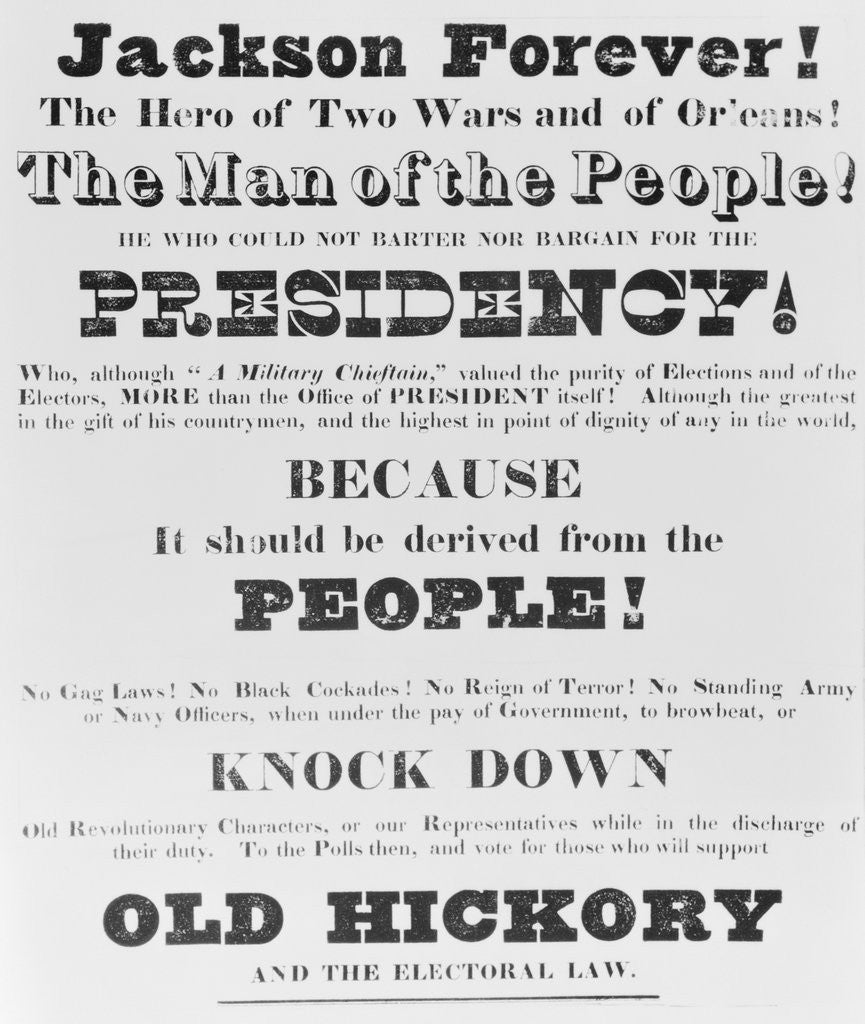 Detail of Election Poster for Andrew Jackson's Campaign by Corbis
