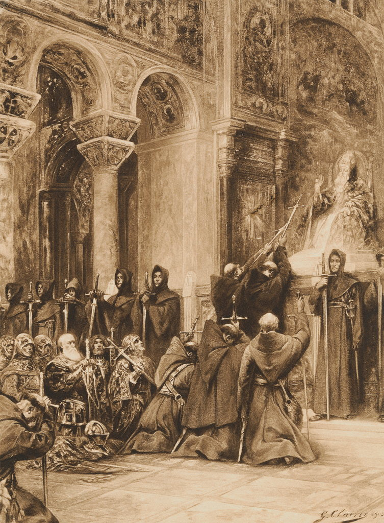 Detail of Crusaders Receiving Blessings by Anonymous