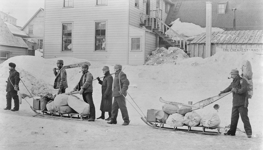 Detail of Men Heading for Yukon for Gold Rush by Anonymous