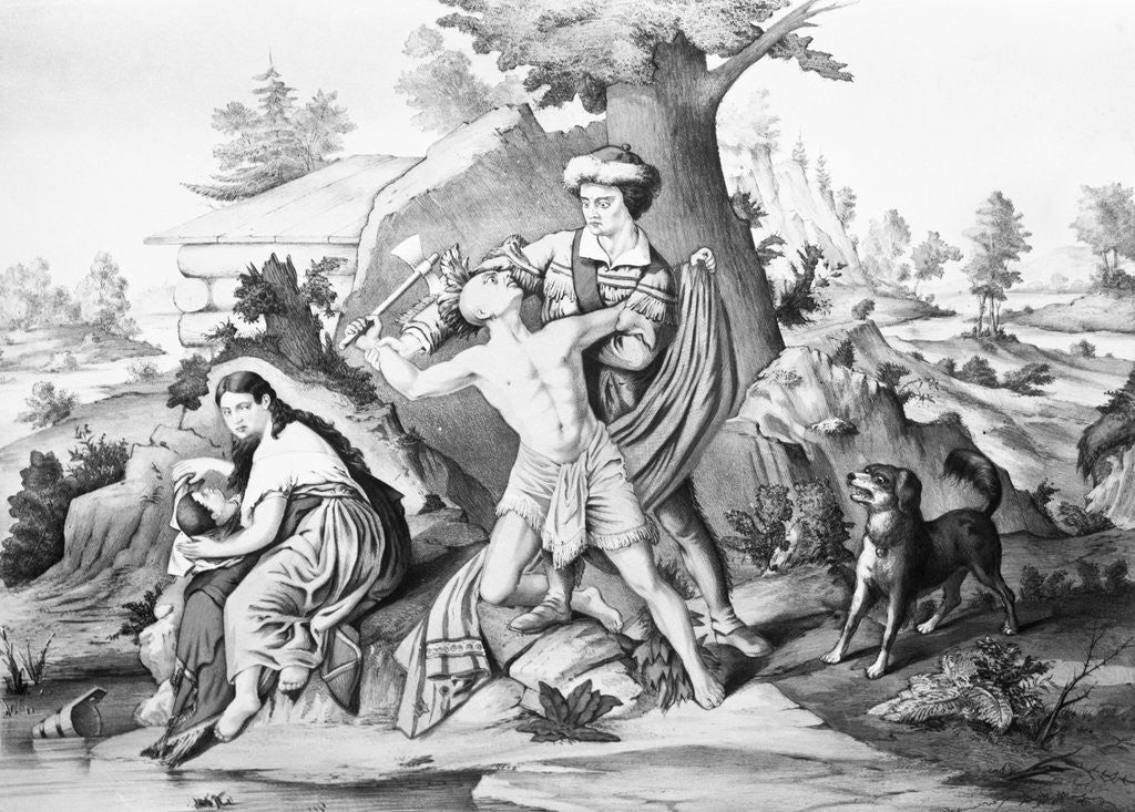 Detail of Daniel Boone Fighting Enemy by Corbis