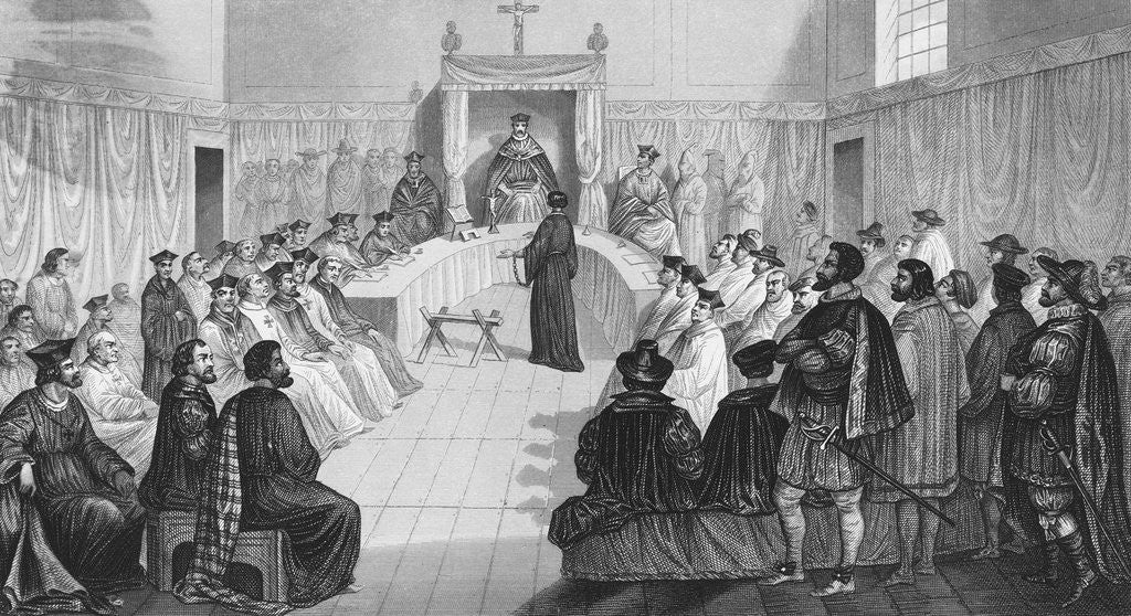 Detail of Illustration Depicting Inquisition Council by Corbis