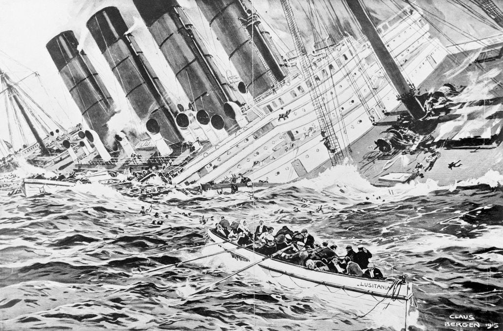 Detail of Drawing Depicting Lusitania Sinking by Anonymous