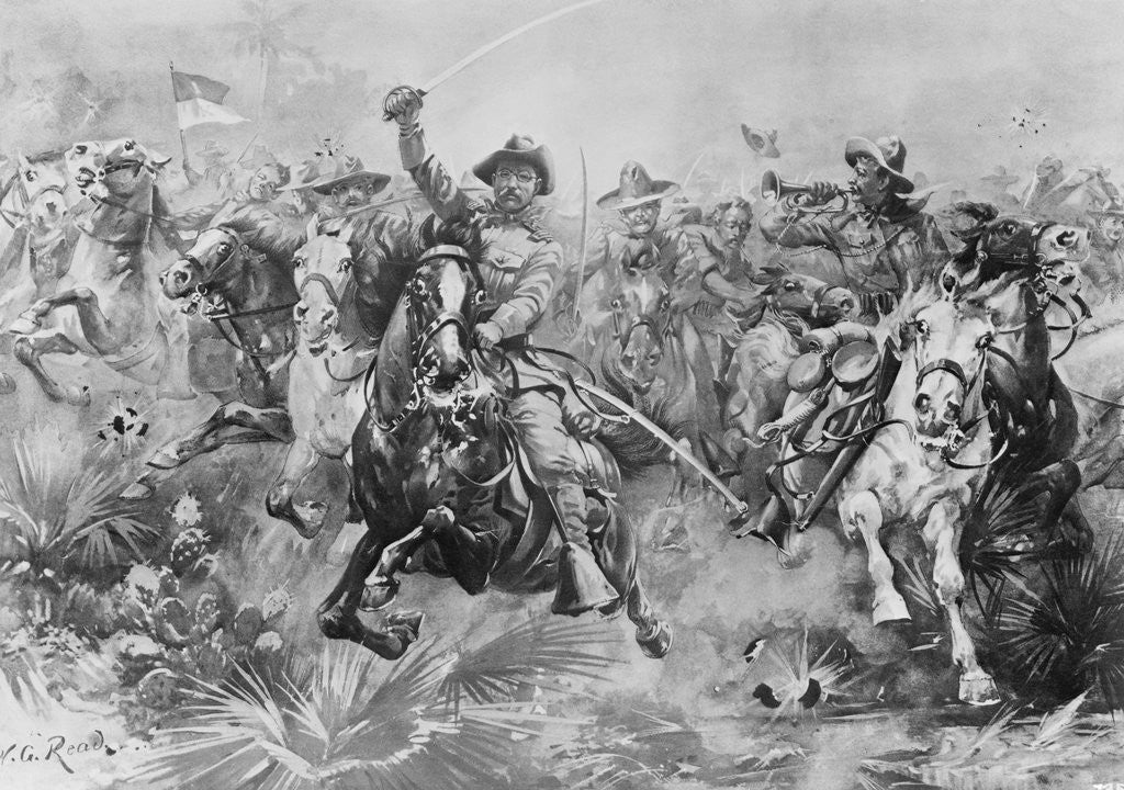 Detail of Teddy Roosevelt Leading Rough Riders by Anonymous