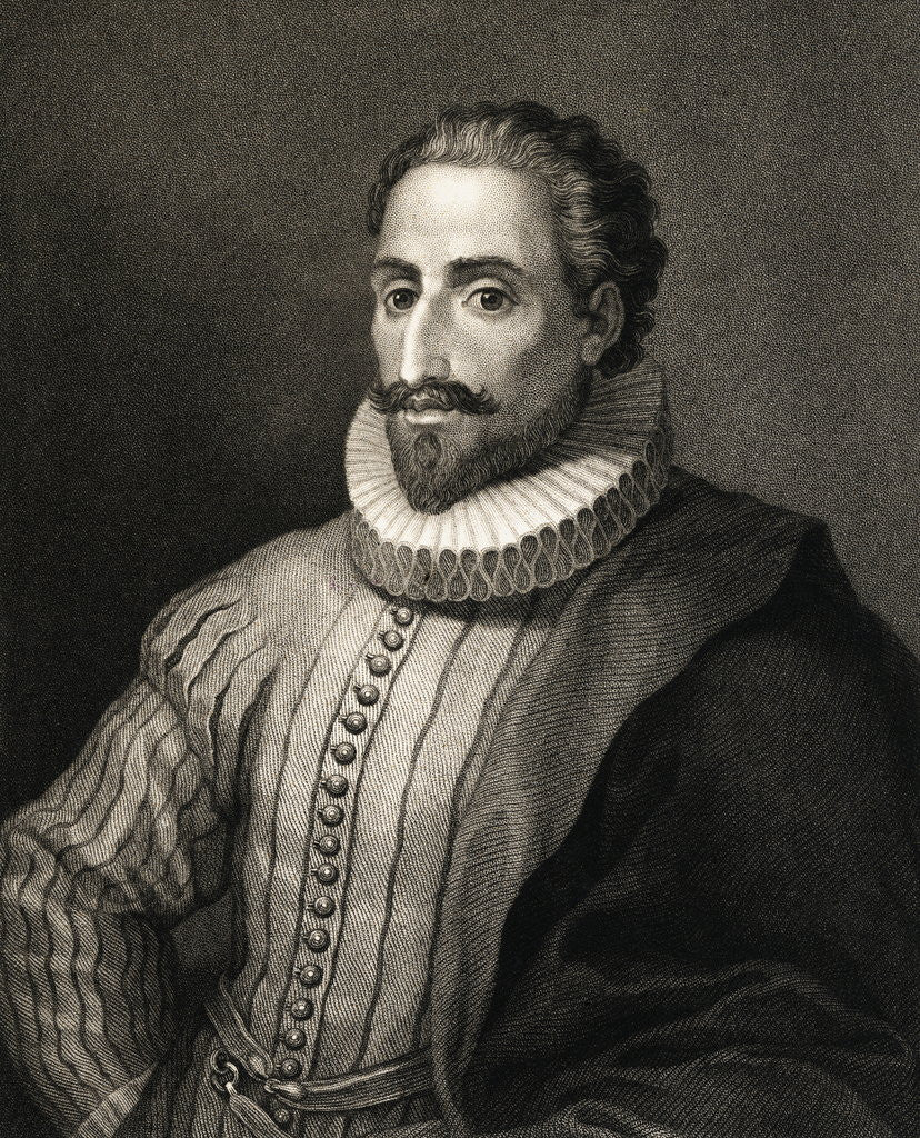 Detail of Portrait of Spanish Writer Cervantes Famous for Don Quixote by Corbis
