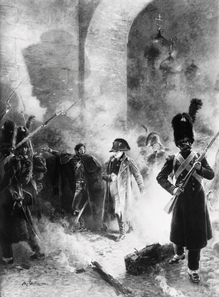 Detail of Napoleon Leaving Burning Kremlin by Corbis