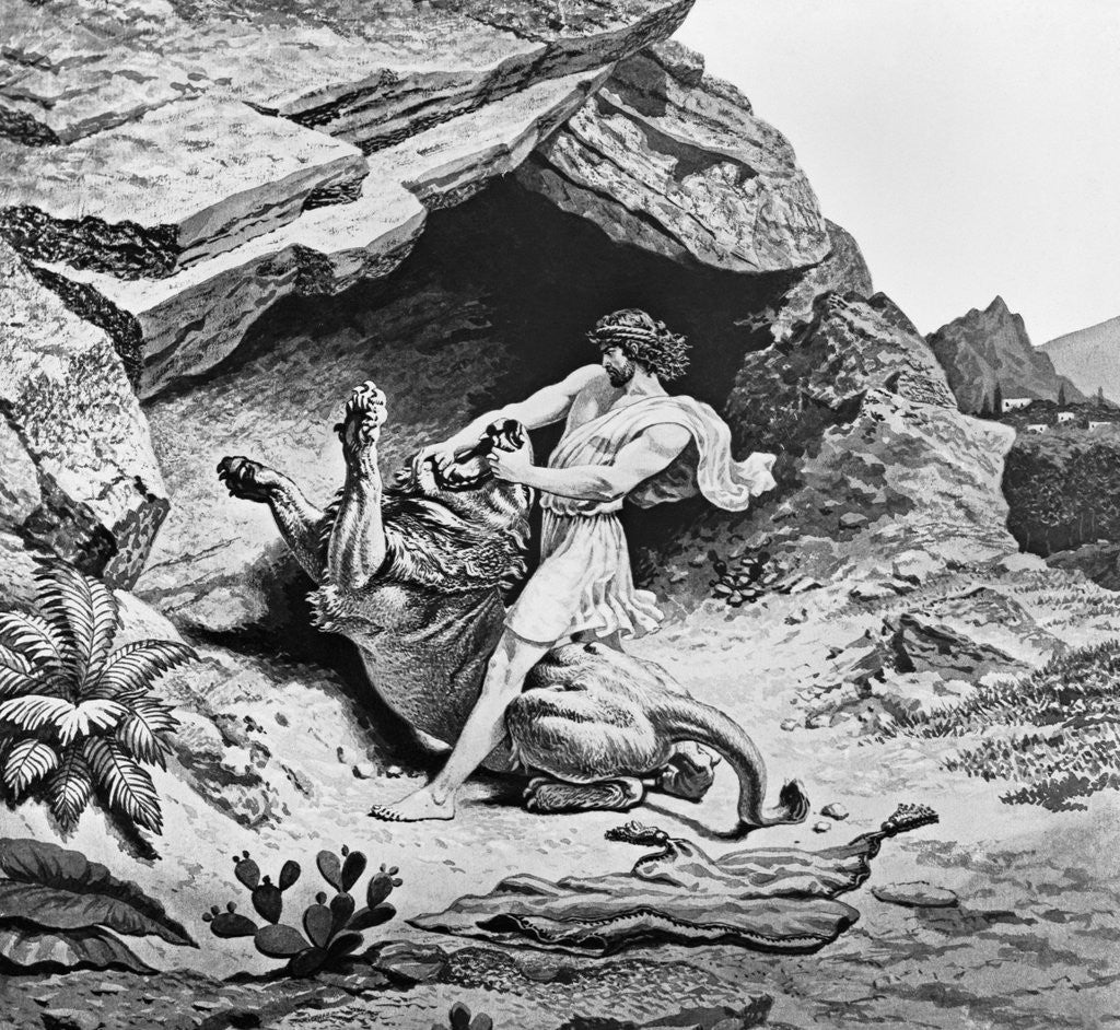 Detail of Samson Killing Lion by Anonymous