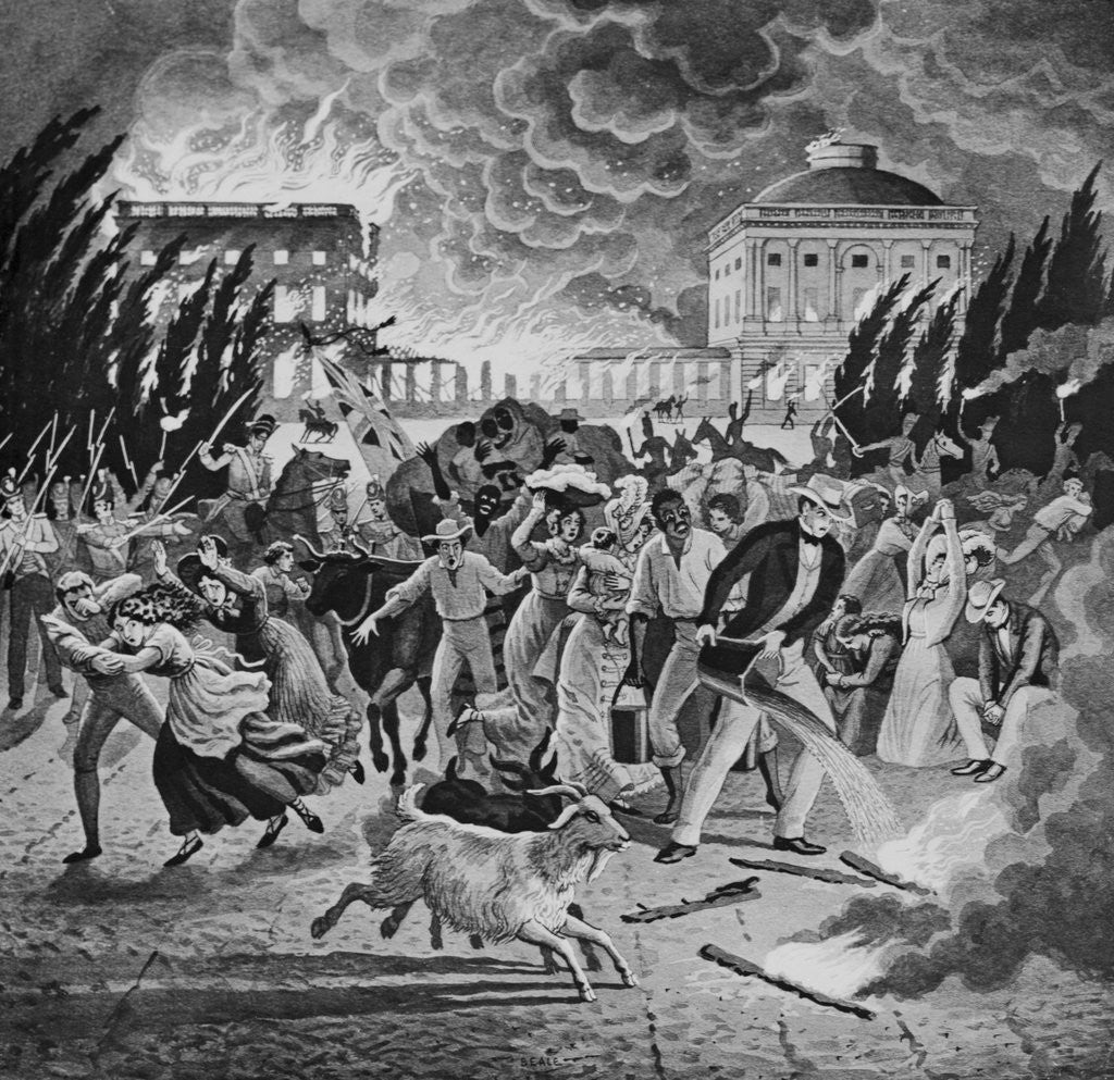 Detail of British Burning the White House by Anonymous