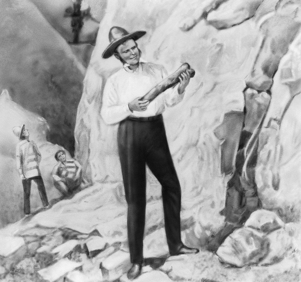 Detail of Charles Darwin Posing on South American Excursion by Anonymous