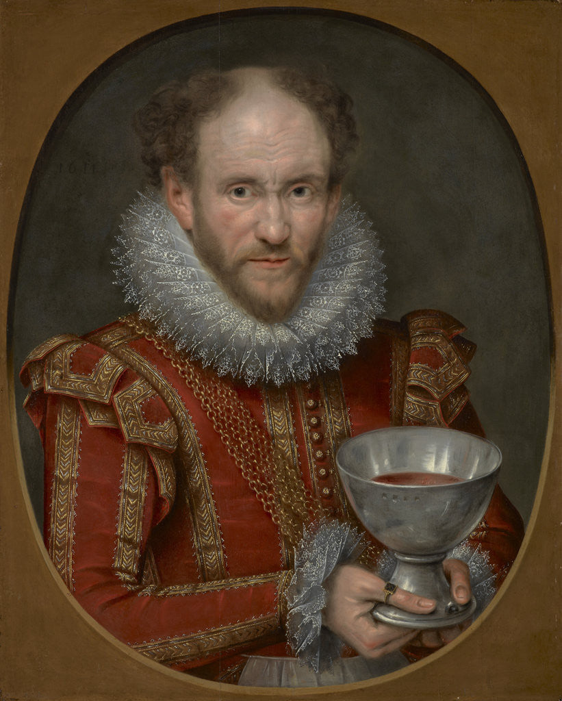 Detail of Tom Derry, fl. 1614. Jester to Anne of Denmark. (Previously called 1st Viscount Stormont) by Marcus Gheeraerts