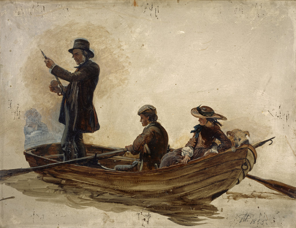 Detail of Rev. Thomas Guthrie, 1803 - 1873. Preacher and philanthropist (With his children, Patrick and Anne, fishing on Lochlee) by Sir George Harvey