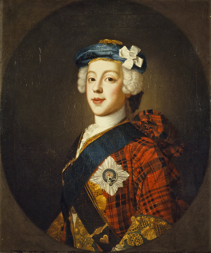 Detail of Prince Charles Edward Stuart, 1720 - 1788. Eldest son of Prince James Francis Edward Stuart by William Mosman