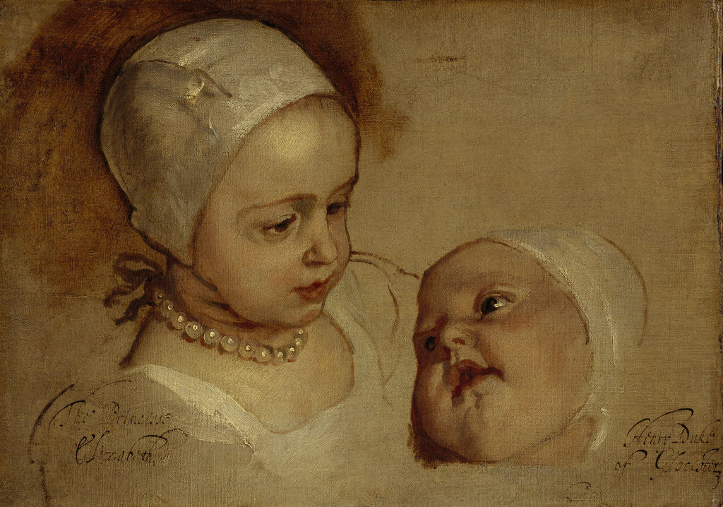 Detail of Princess Elizabeth, 1635 - 1650 and Princess Anne, 1637 - 1640. Daughters of Charles I by Sir Anthony van Dyck