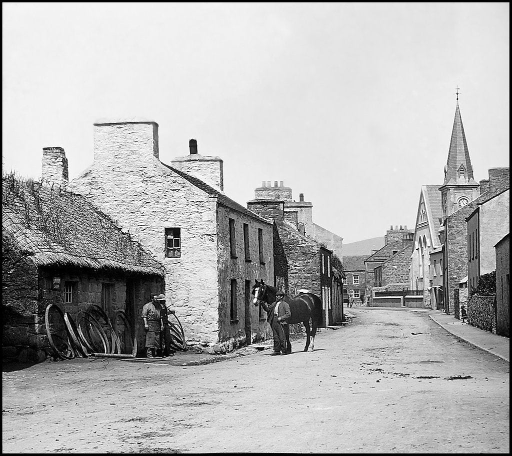 Detail of Thatched Smithy and Chapel, Ballasalla, Isle of Man by George Bellett Cowen