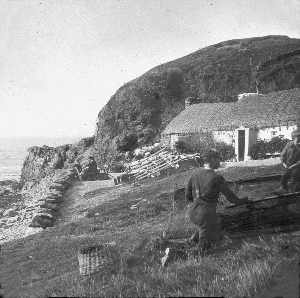 Detail of Thatched cottage, Niarbyl, Isle of Man by George Bellett Cowen