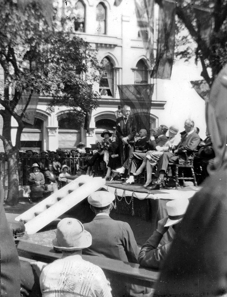 Detail of Rally in Parliament Street, Ramsey, Isle of Man by George Bellett Cowen
