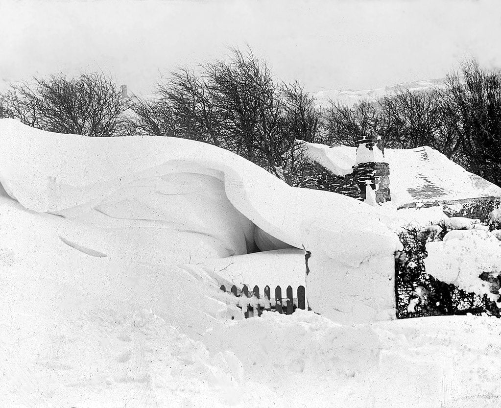 Detail of The Great Snow at the Rope Works, Ramsey, Isle of Man by George Bellett Cowen