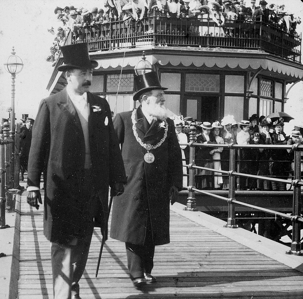 Detail of Waiting for the King, Queen's Pier, Ramsey, Isle of Man by George Bellett Cowen