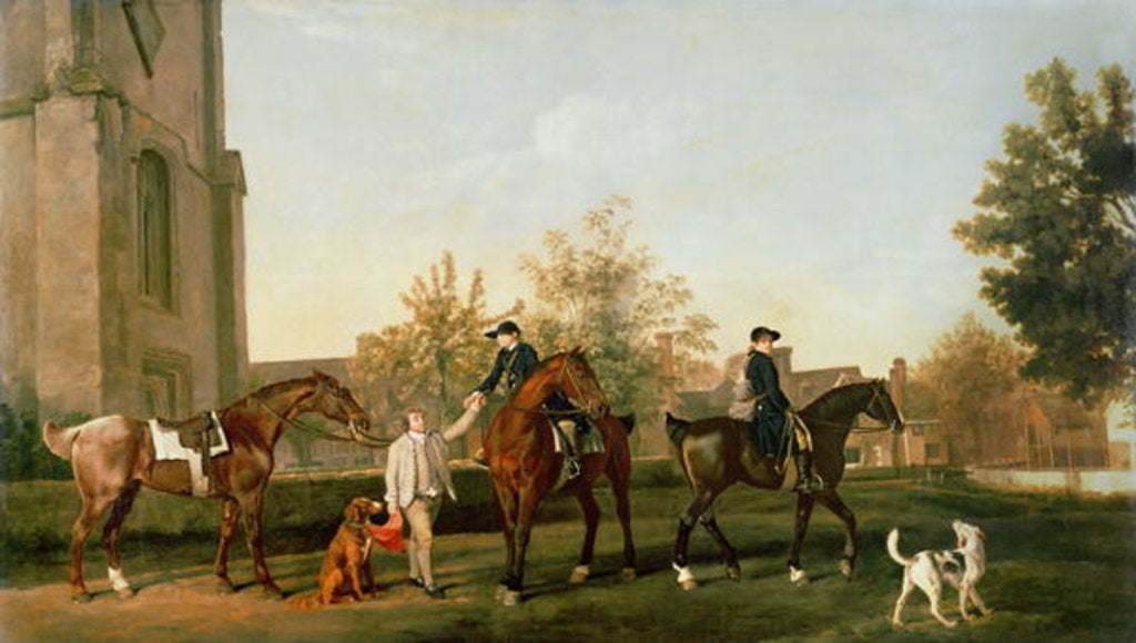 Detail of Lord Torrington's Hunt Servants setting out from Southill, Bedfordshire, c.1765-8 by George Stubbs