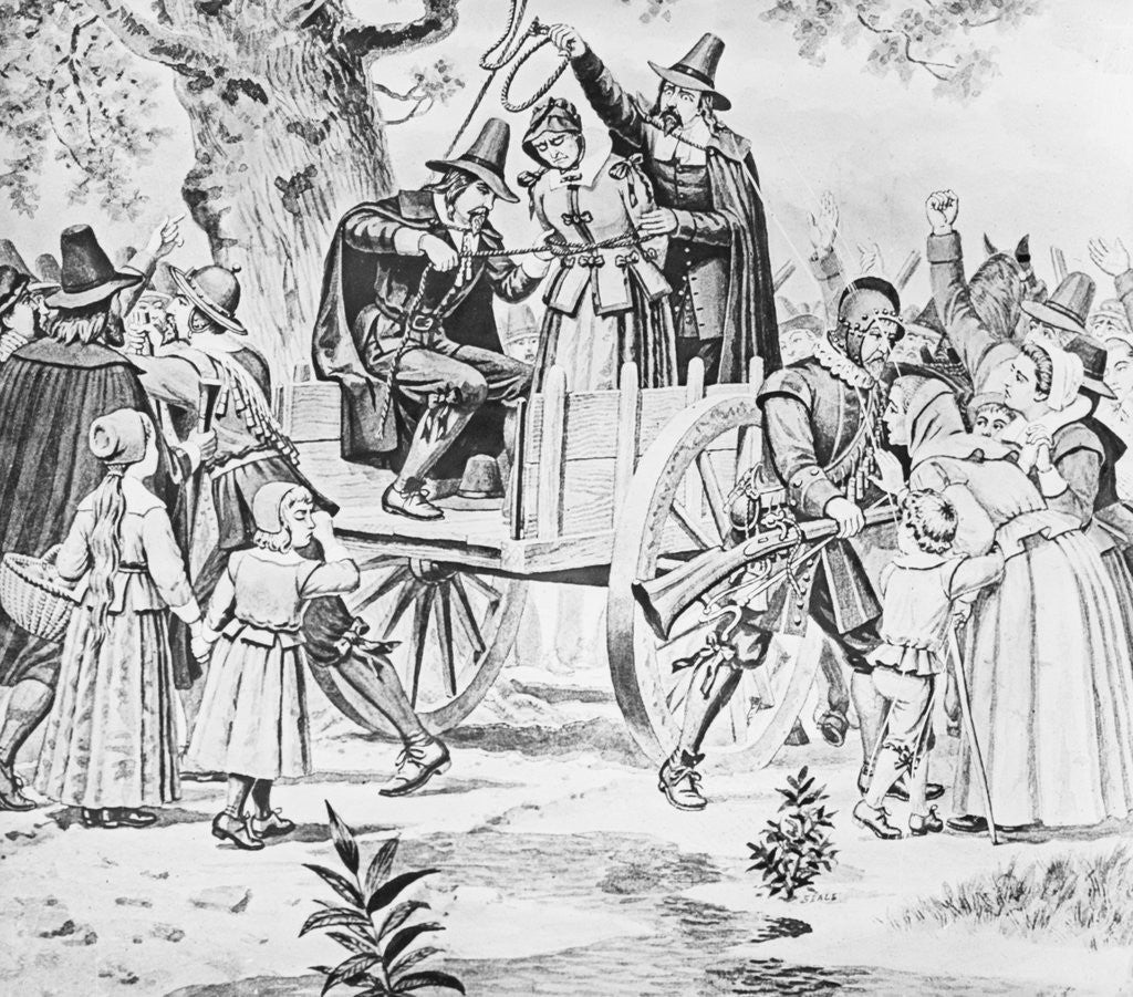 Detail of Drawing of Bridget Bishop Being Hanged for Witchcraft by Anonymous