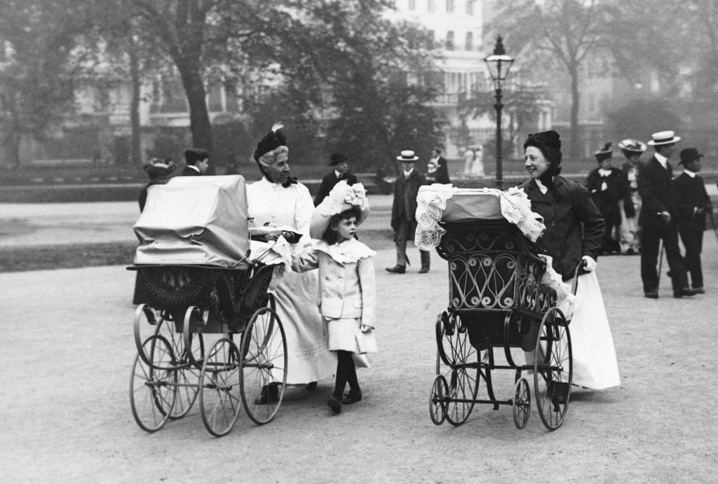 Detail of Nannies and Children Strolling in Park by Anonymous