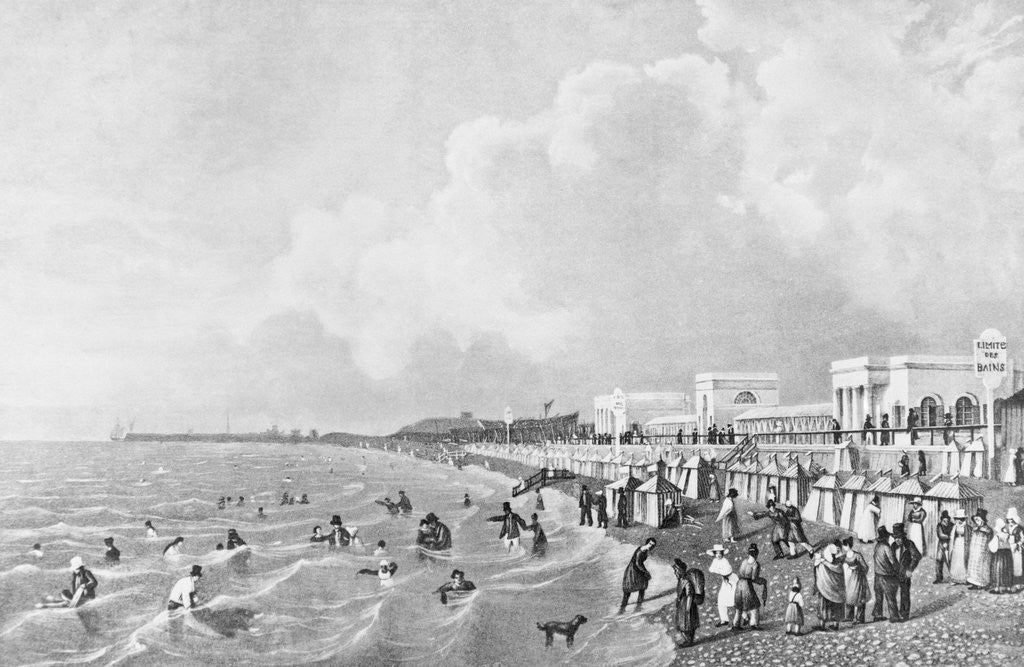 Detail of Beach Goers on Beach at French Resort by Anonymous